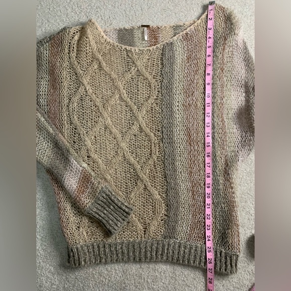 Free People Womens Boho Open Weave Knit Sweater Dolman Size Medium - Picture 2 of 6